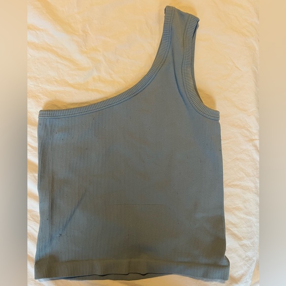 One Shoulder Blue Tank Top - Picture 2 of 3